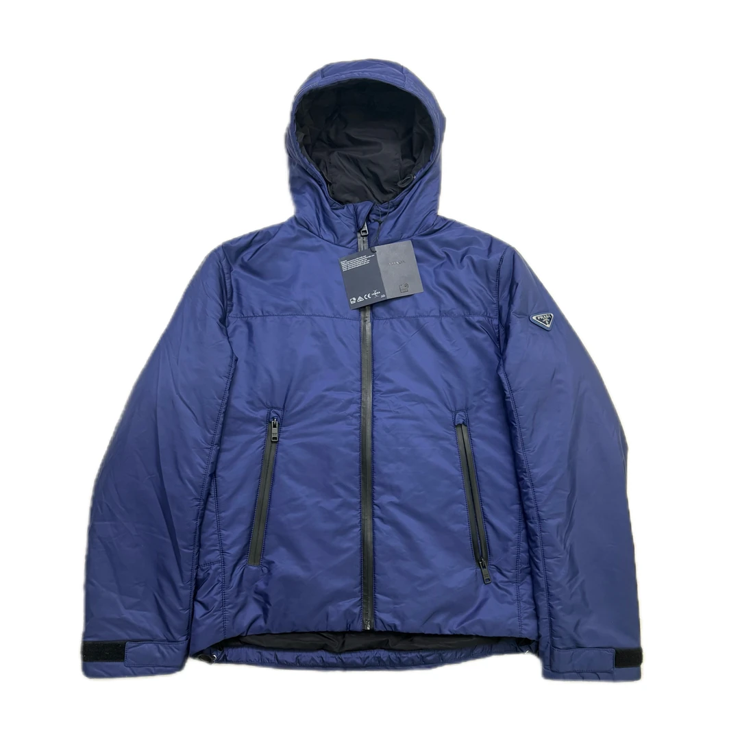 99新 Prada/普拉达 prada新款藏青色尼龙手臂三角标棉服46码