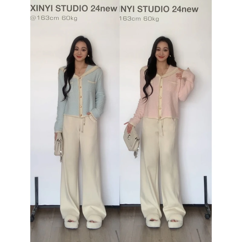 XINYI【千金玛德琳】秋冬大翻领毛衣女显瘦软糯针织衫X624Z19332