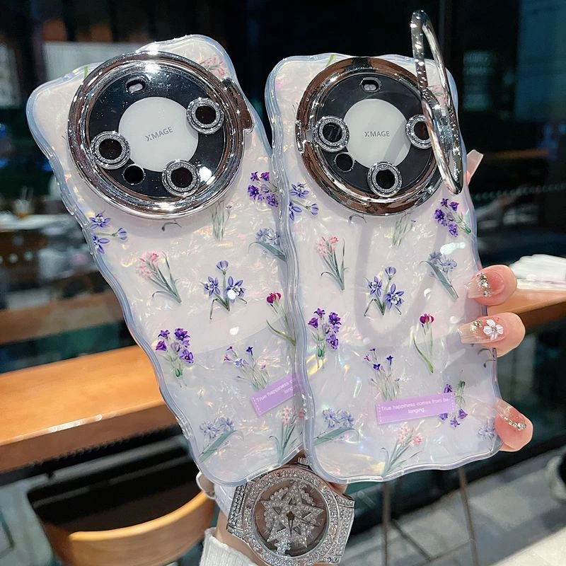 适用华为mate70系列苹果16promax新款手机壳时尚优雅牵牛花保护套