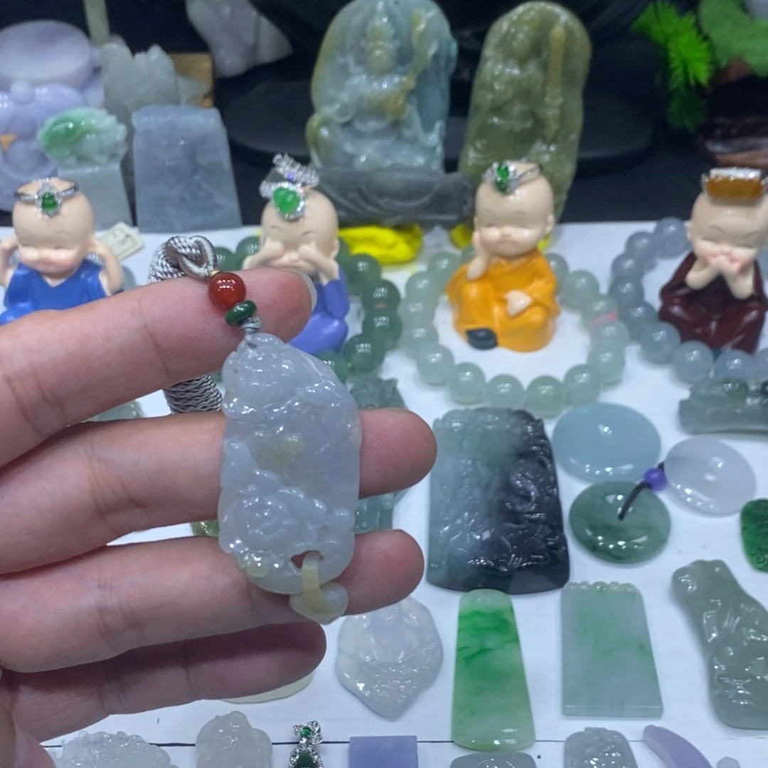 翡翠未镶嵌吊坠(不含链)花开富贵