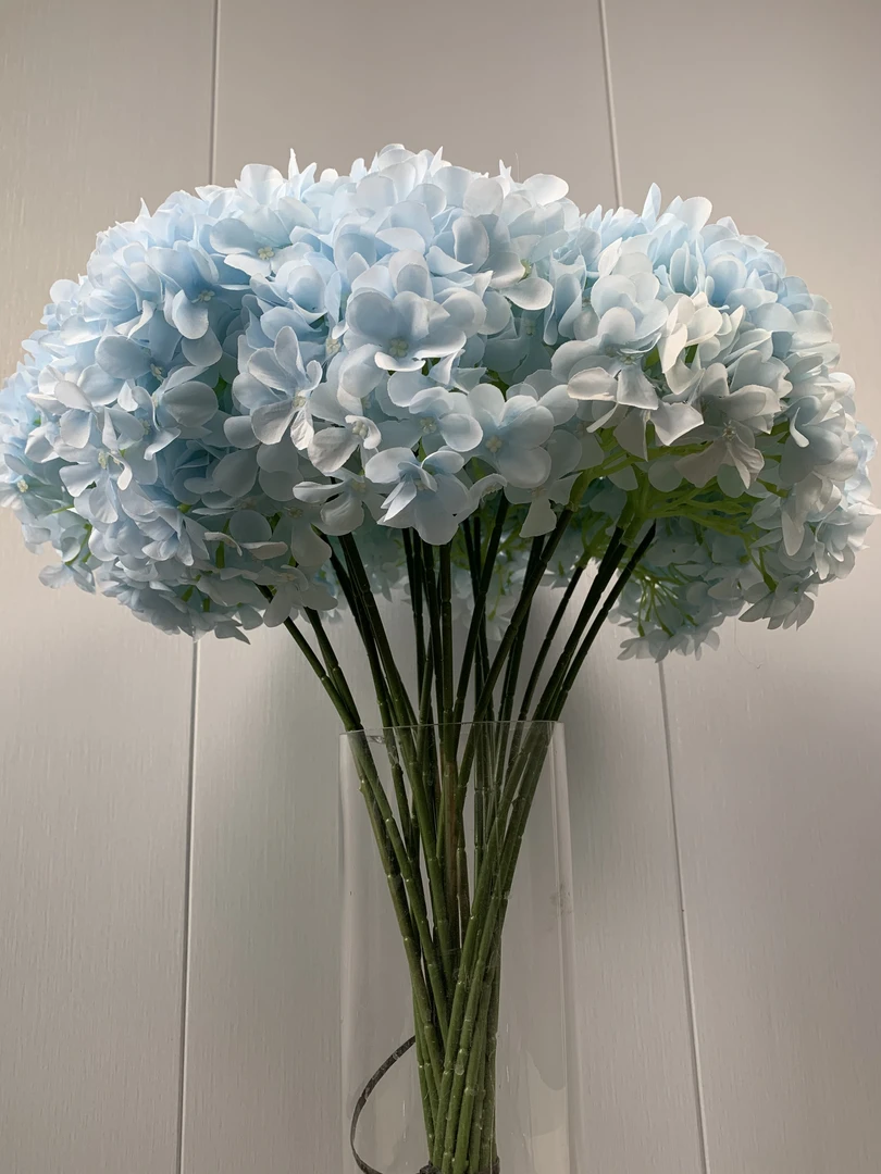 (全场包邮) 仿真花 浅蓝色单支大绣球25支