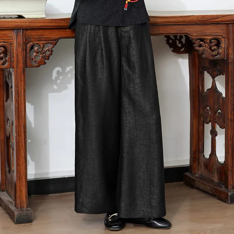 DY3311樱美嘉100桑蚕丝龟裂纹直筒羊驼绒加棉裤真丝 巨显瘦