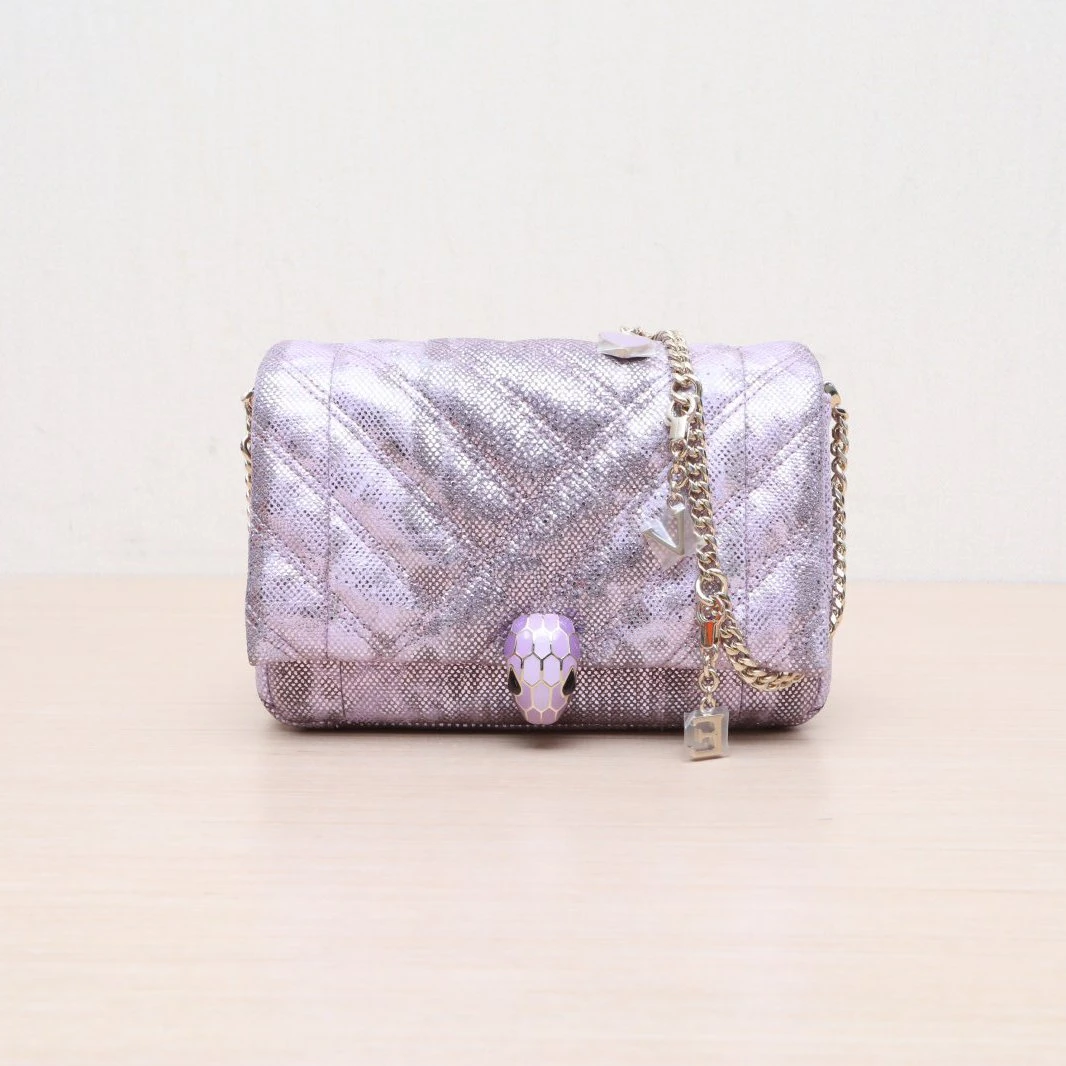 99新 BVLGARI/宝格丽 【娇】蛇头包 Mini 香芋色 PVCP205438226