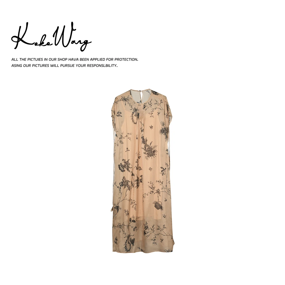 KOKO WANG夏季时尚设计师桑蚕丝侘寂风百搭连衣裙525895D01Q50