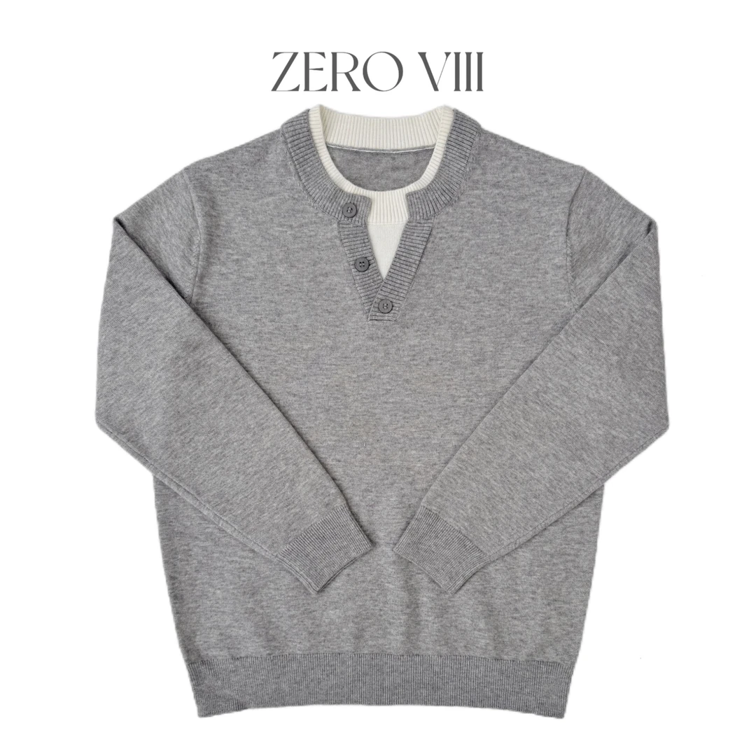 男士秋季老钱风扩版圆领假两件长袖卫衣休闲百搭绵羊毛混纺针织衫