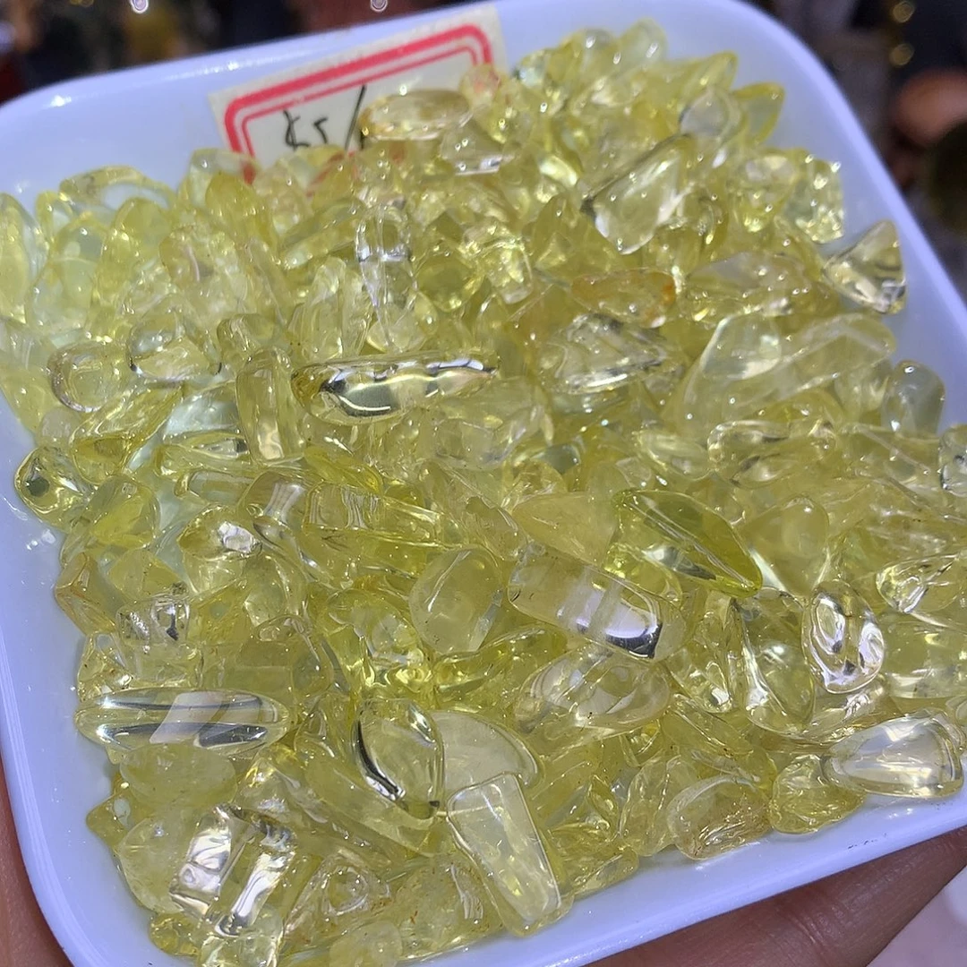 珠宝半成品水晶未镶嵌大颗粒高透体黄水晶碎石250g