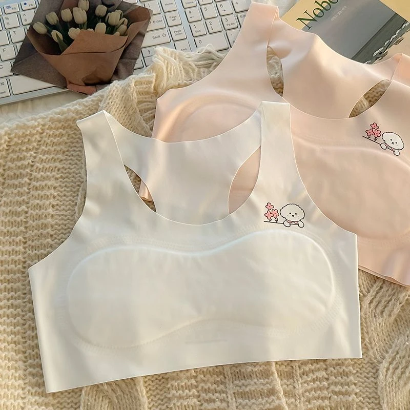 超薄款女童内衣冰丝无痕发育期防凸点背心中小学生透气少女文胸罩