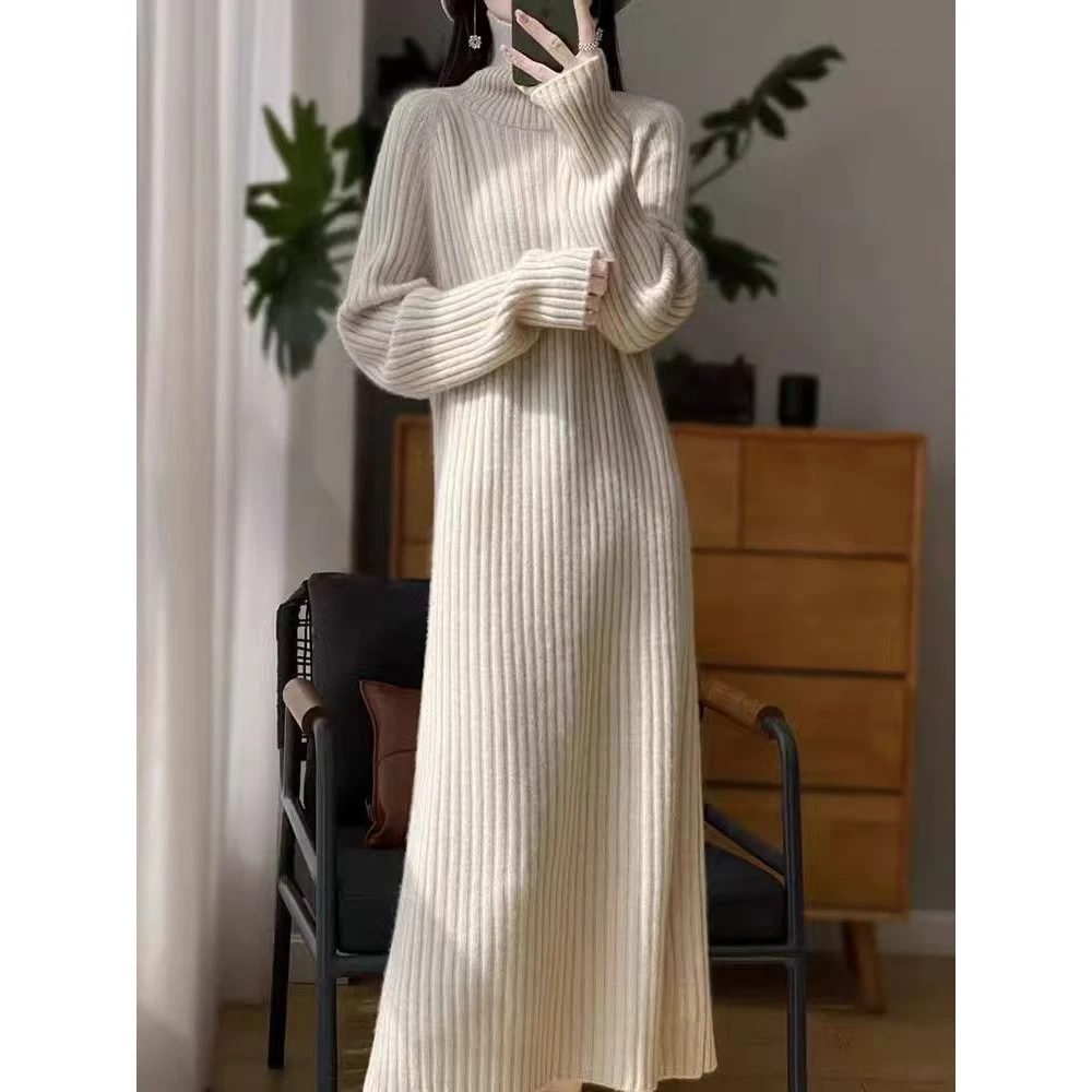 天天女装2051-2060冬季长款毛衣裙修身时尚气质小众复古美