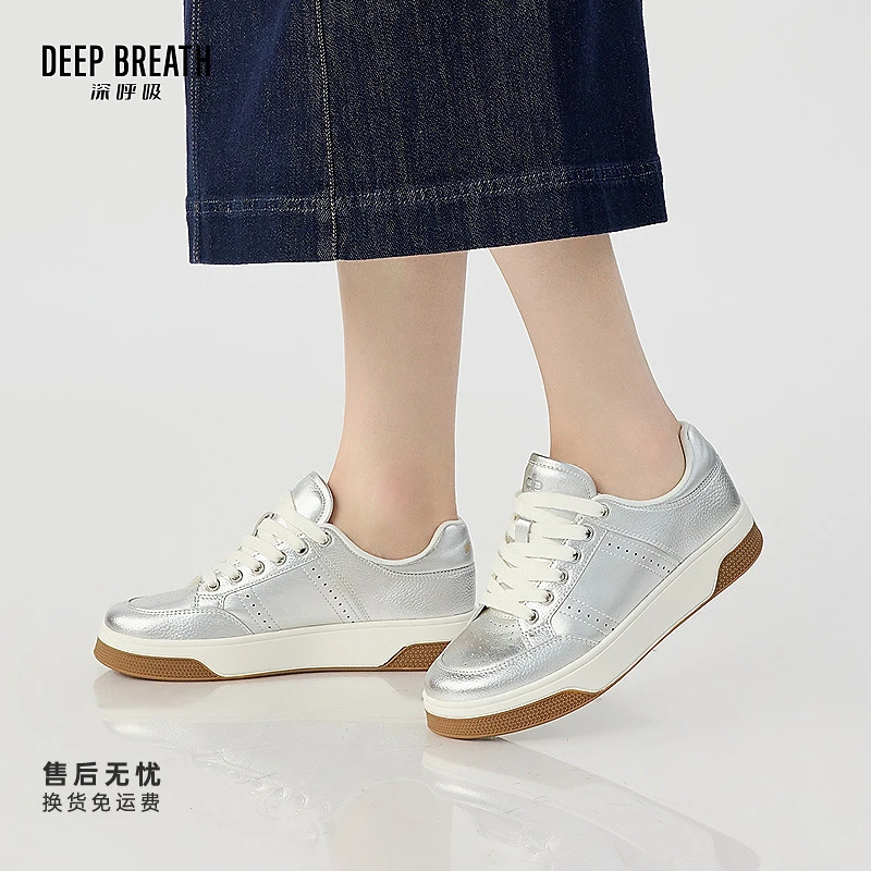 DEEP BREATH深呼吸女鞋牛皮冲孔柔软小白鞋板鞋低帮休闲鞋AX12336