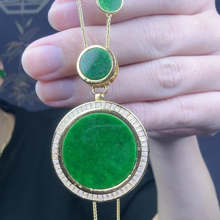 翡翠吊坠(赠链)银S925镶嵌特价 新年