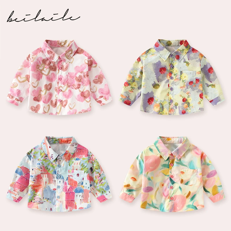 【莫奈花园系列衬衫  】宝宝衬衣春季男女童外套装打底衫B28