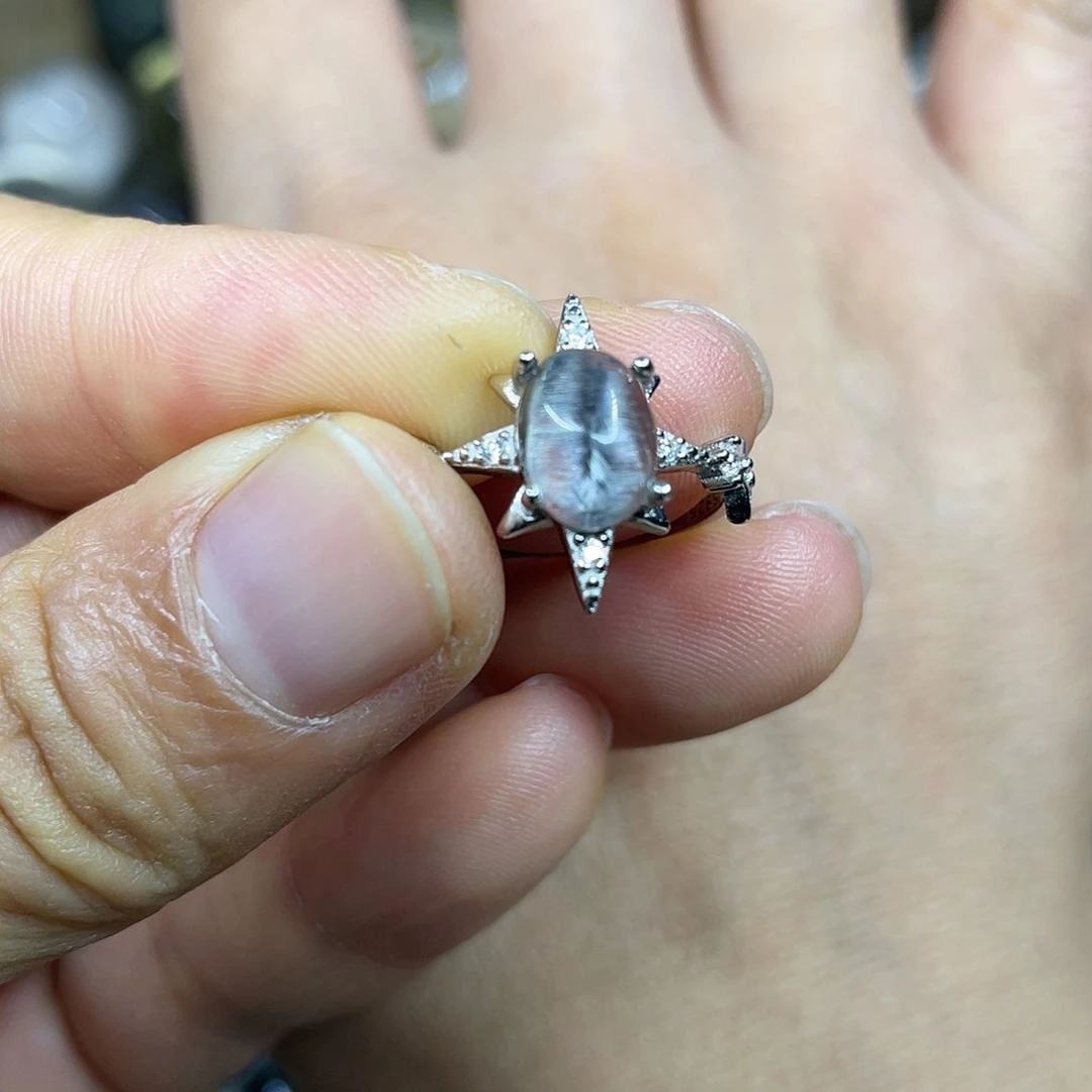 【闪购商品】银S925镶嵌珠宝半成品水晶戒指