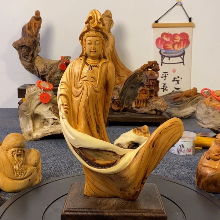 柏木（崖柏）太行崖柏观音摆件根雕工艺品