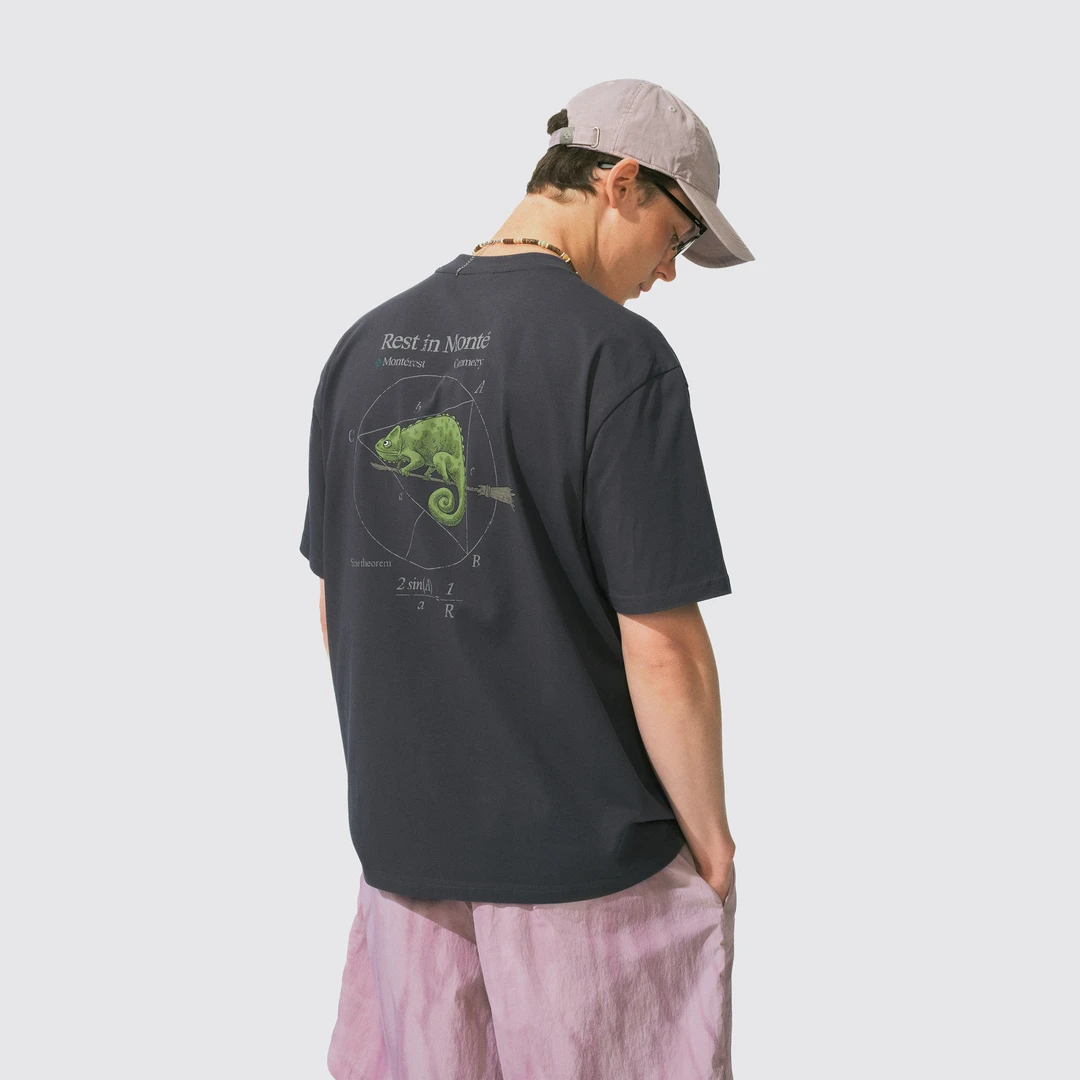 瞬时山野Monterest山系户外5A抗菌吸湿速干变色龙印花宽松短袖T恤