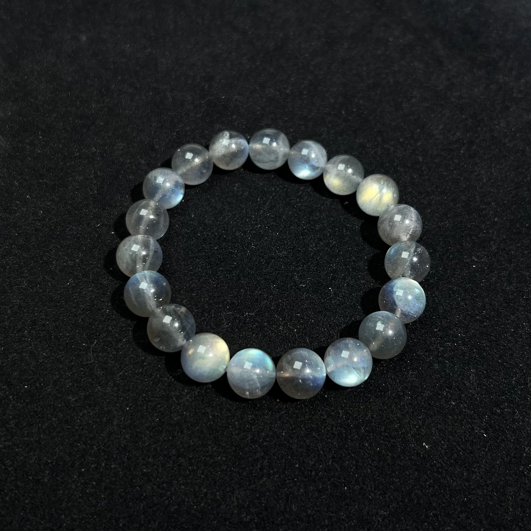 稀有大珠径10-11mm彩光拉长石手串KT24112104