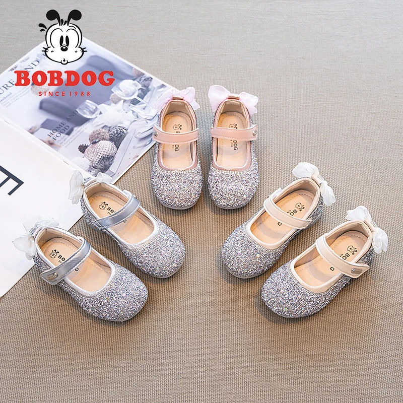 巴布豆儿童高跟公主鞋女童软底单鞋水晶鞋2025新款小女孩舞蹈鞋子