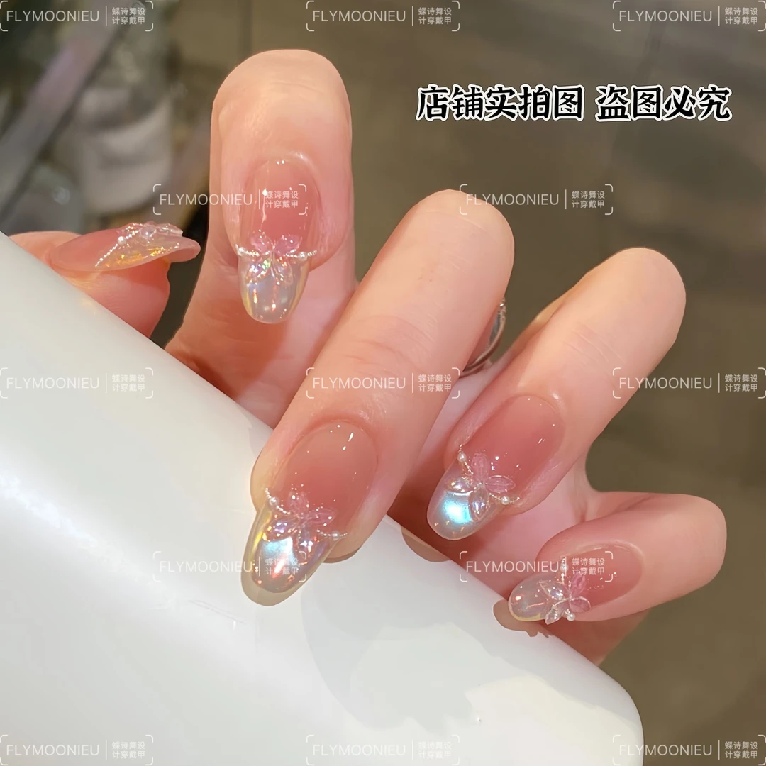 雾中镜蝶  蝶诗舞  纯手工定制美甲贴片 秋冬气质定制穿戴甲10片