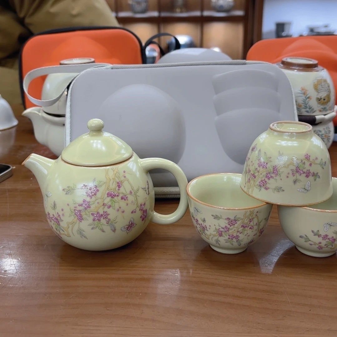C23 旅行茶具套装韵泥堂紫藤花一壶三杯