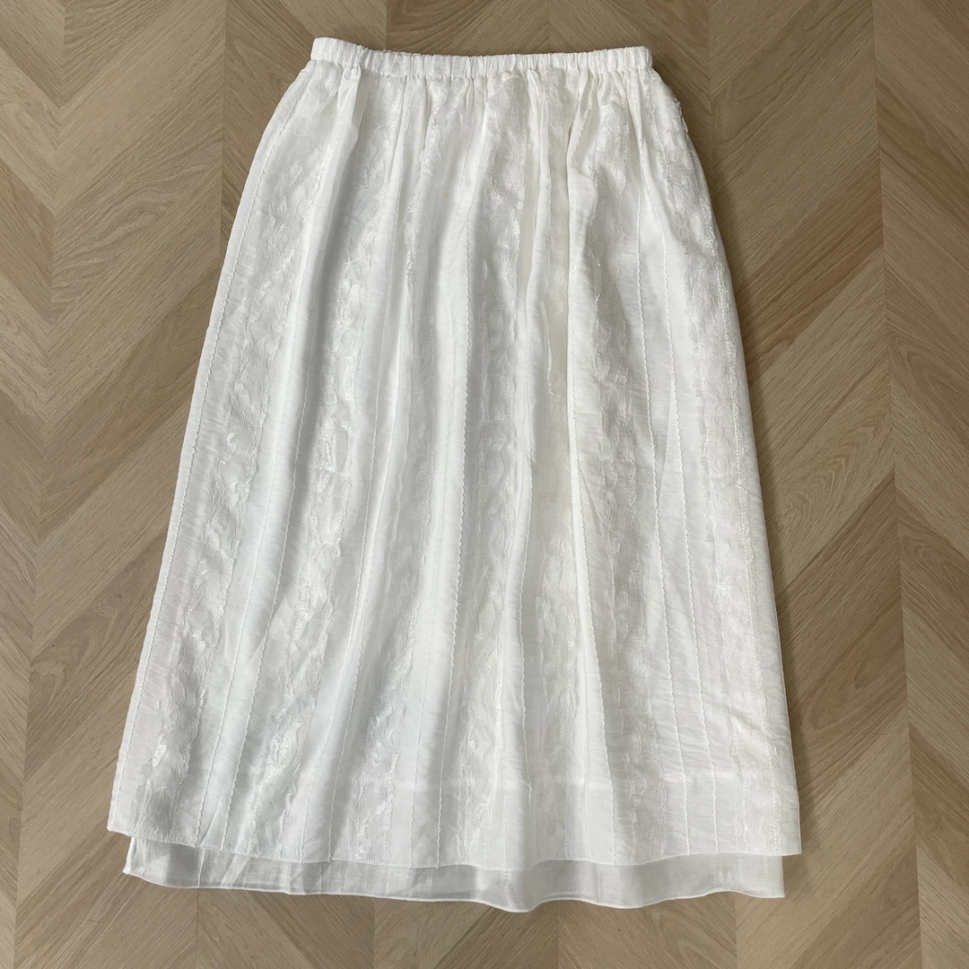 ZZ 【纱纱裙】重工设计 蕾丝花边松紧腰小个子半身裙