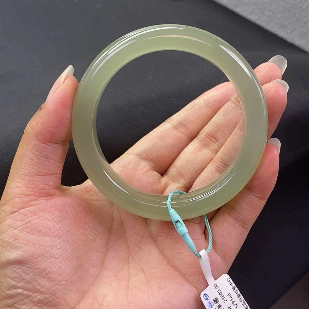 和田玉未镶嵌珠宝奇石ト*ロ和田玉手镯57.58