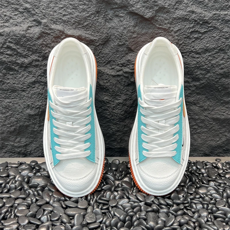 男鞋2025秋季新款时尚百搭休闲鞋潮流男士低帮系带厚底增高运动鞋