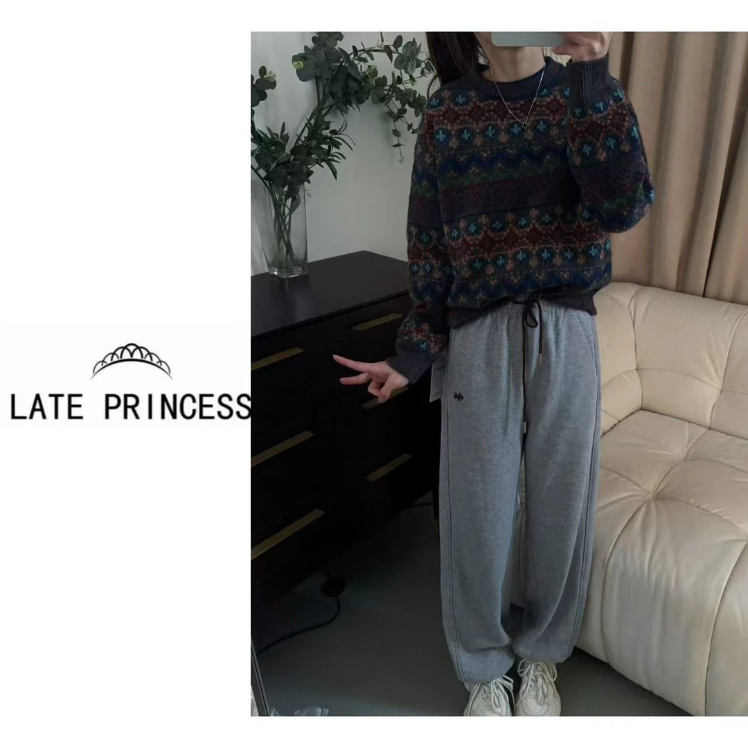 LATE PRINCESS【暖风】小众费尔岛复古冬季保暖宽松显瘦圆领毛衣