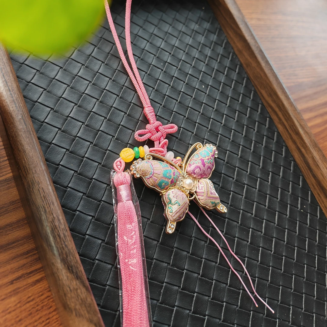 【蝴蝶】宋锦蝴蝶双面挂链车挂包挂压襟轻奢配饰中式国风挂链复古