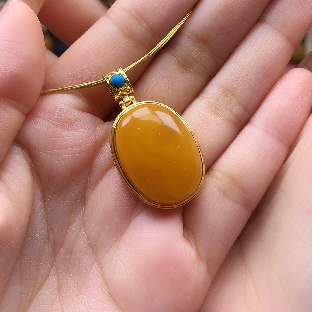 银S925镶嵌颈饰蜜蜡吊坠