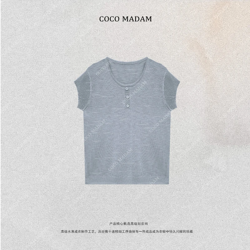 NIUNIU ·T-883 夏季新品纯色圆领三粒扣T恤上衣