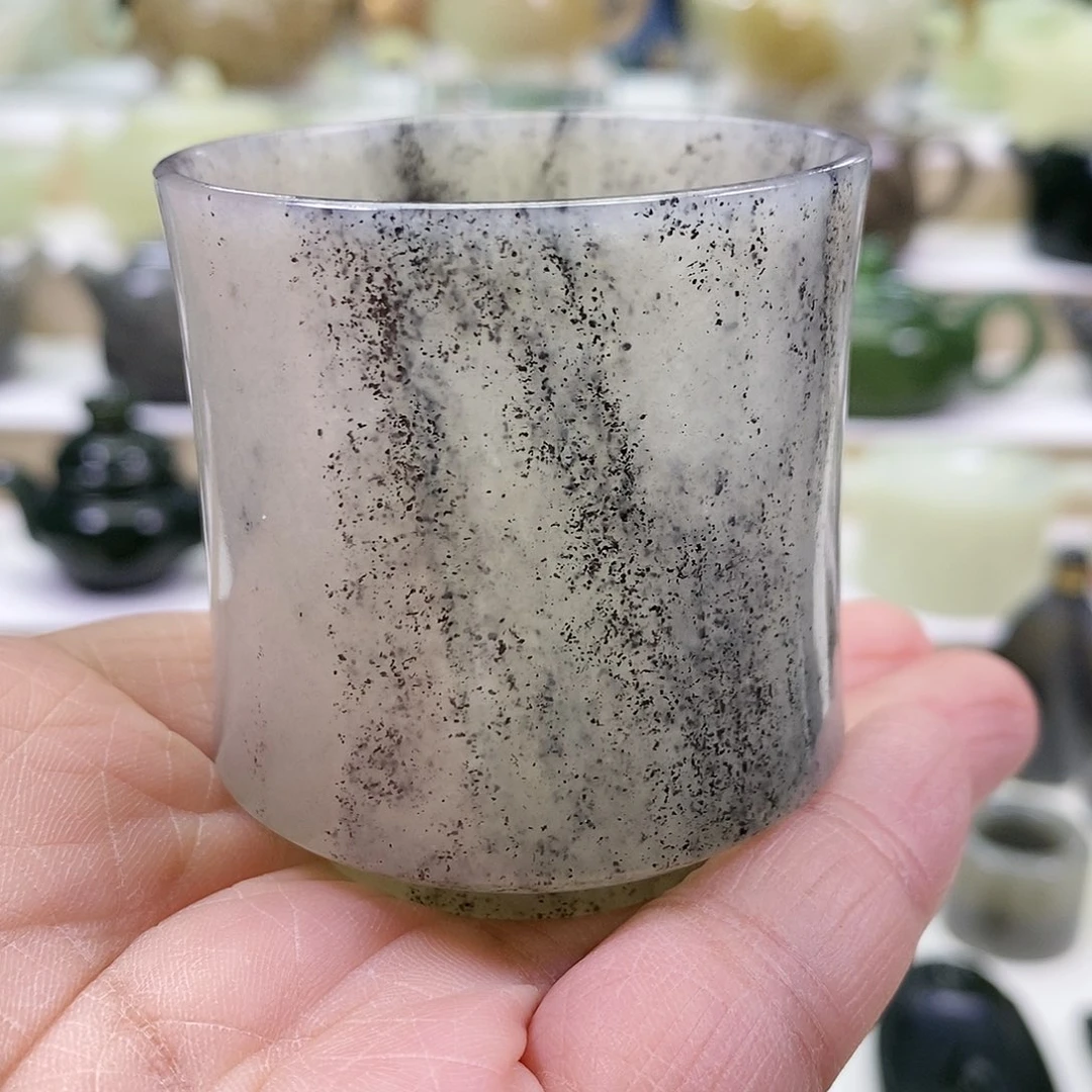 和田玉未镶嵌挂件茶杯75m l