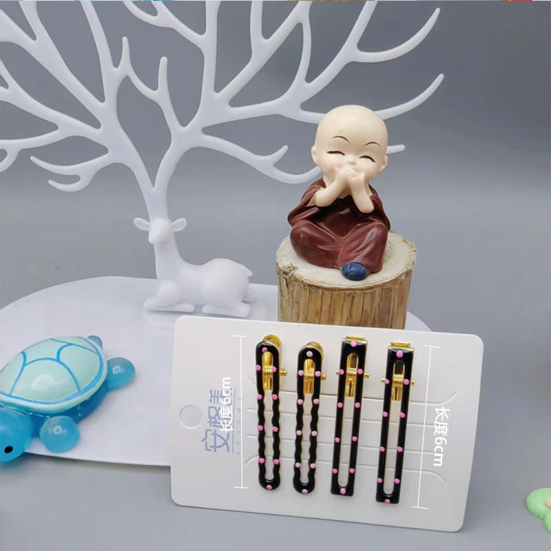 网红侧边甜酷波点金属彩色发夹少女前额刘海夹子发卡鸭嘴头饰