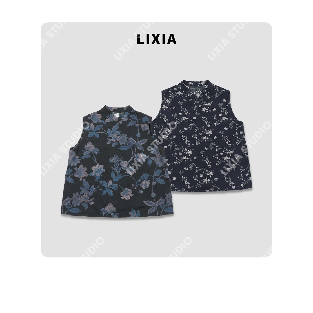 LIXIA【枫叶韵语】设计感国风女装碎花花卉设计感马甲-D8615
