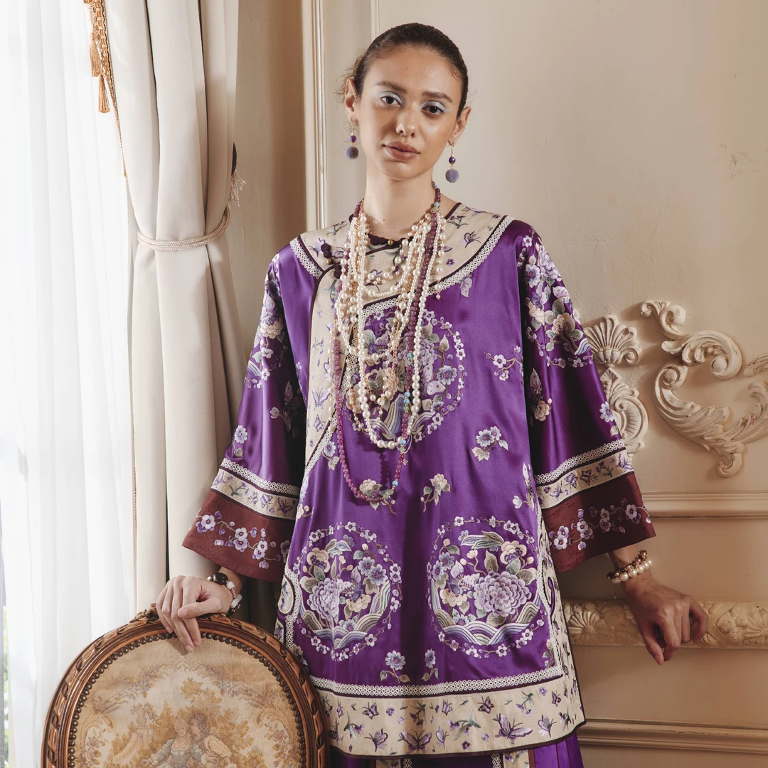 「紫阳花下伴」乐锦坊复古中国风手工原创设计重工满绣汉服女装上衣