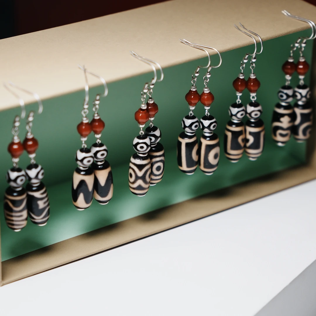 岚宫措|藏地天珠耳环（多样性发一）L653