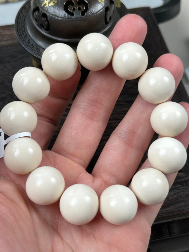【冰心阁猛犸】F8140天然猛犸牙 1.8圆珠手串单圈 一物一拍