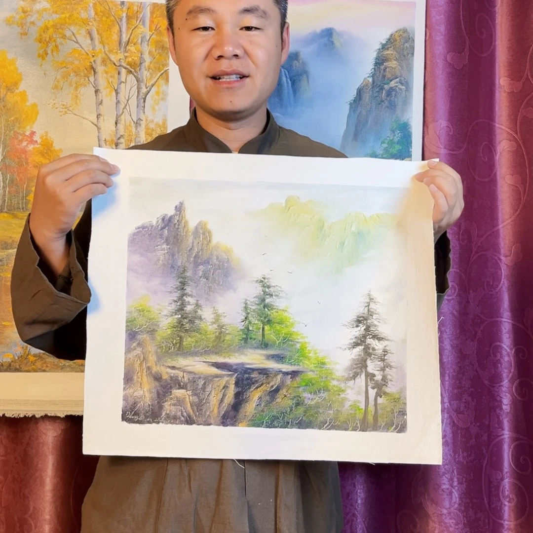 油画行路人小院绘画作品竞拍