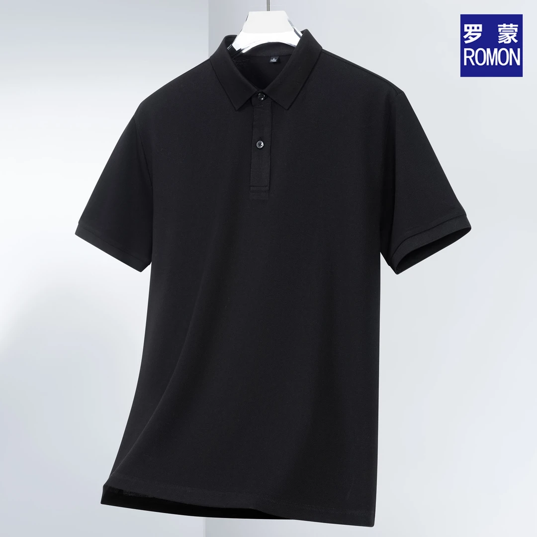 罗蒙2025新款男装夏季吸湿排汗丝光棉短袖polo衫男士休闲半袖T恤