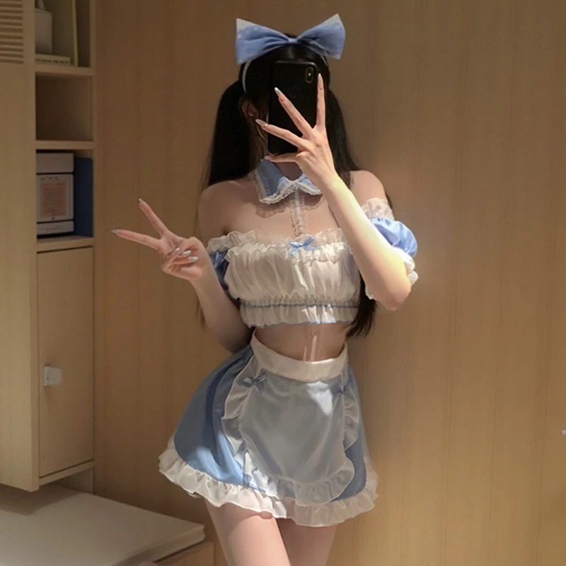可爱肚兜围裙睡衣夏季趣味制服高级短裙套装2025新款大码