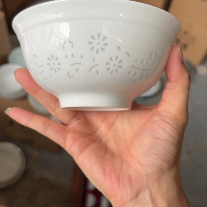青瓷景德镇陶瓷米饭碗两只白色