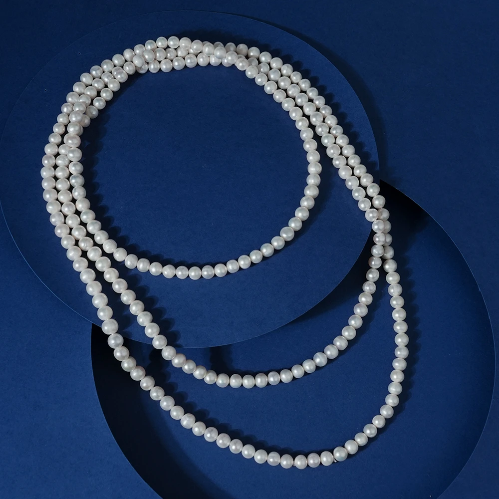 6.5-7.5mm潮汐 无核淡水珍珠长款项链毛衣链气质优雅120cm/160cm