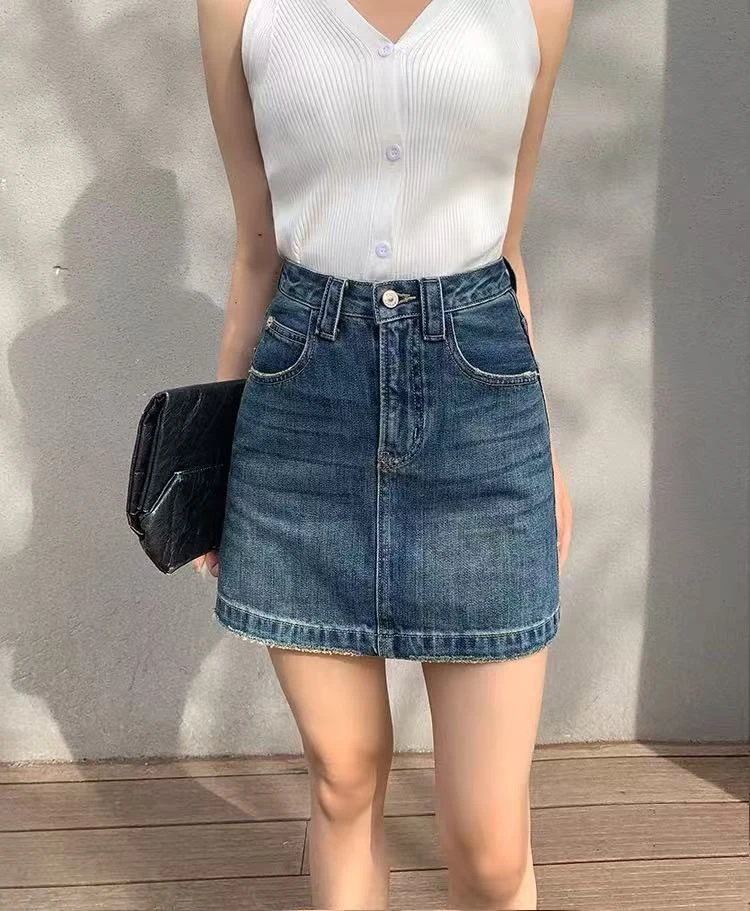 2025年夏款深蓝有内衬防走光四分牛仔裙裤显瘦半身裙113