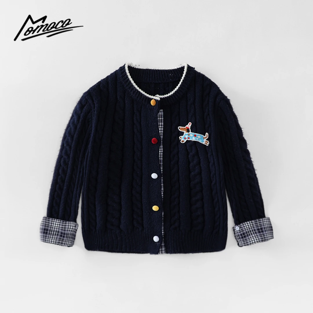 MOMOCO25新款秋季学院风女宝藏青色甜美小狗毛衣开衫77330112036