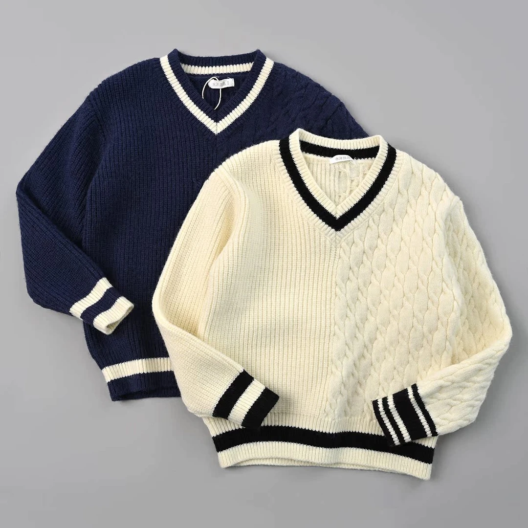 特 儿童V领毛衣 男童女童保暖针织衫 中大童上衣 春秋款 83025