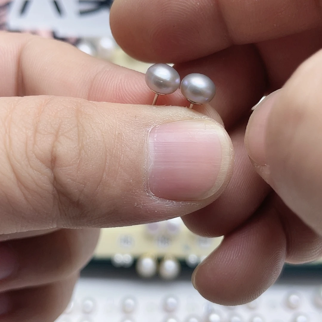 J***e耳饰淡水珍珠银S925镶嵌