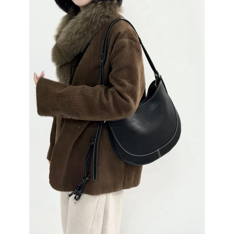 ZEUGEE【半月马鞍包】2025秋冬新款复古头层植鞣牛皮慵懒单肩斜跨包