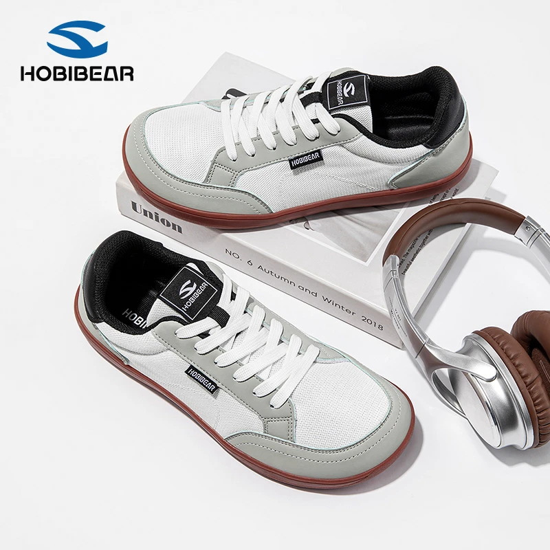 HOBIBEAR男鞋2025春秋新款网面透气零落差4E宽楦宽头鞋赤足休闲鞋