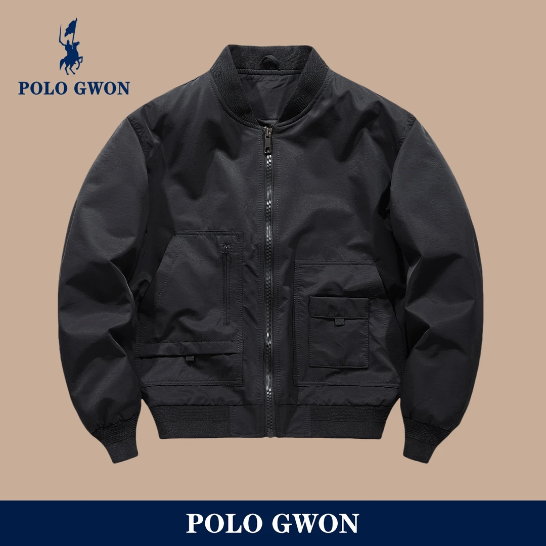 POLO GWON保罗 美式休闲棒球服男士春季工装外套飞行员夹克衫秋装