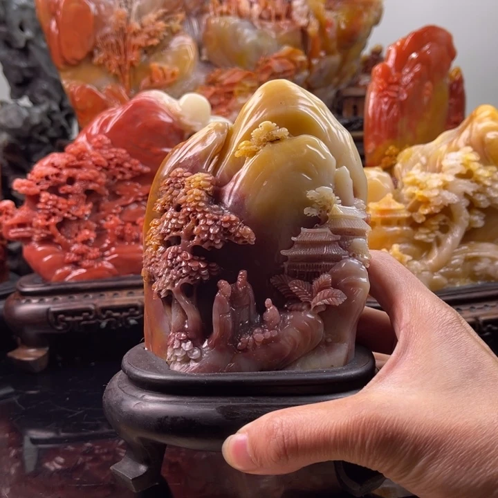 田黄石香山雅聚摆件