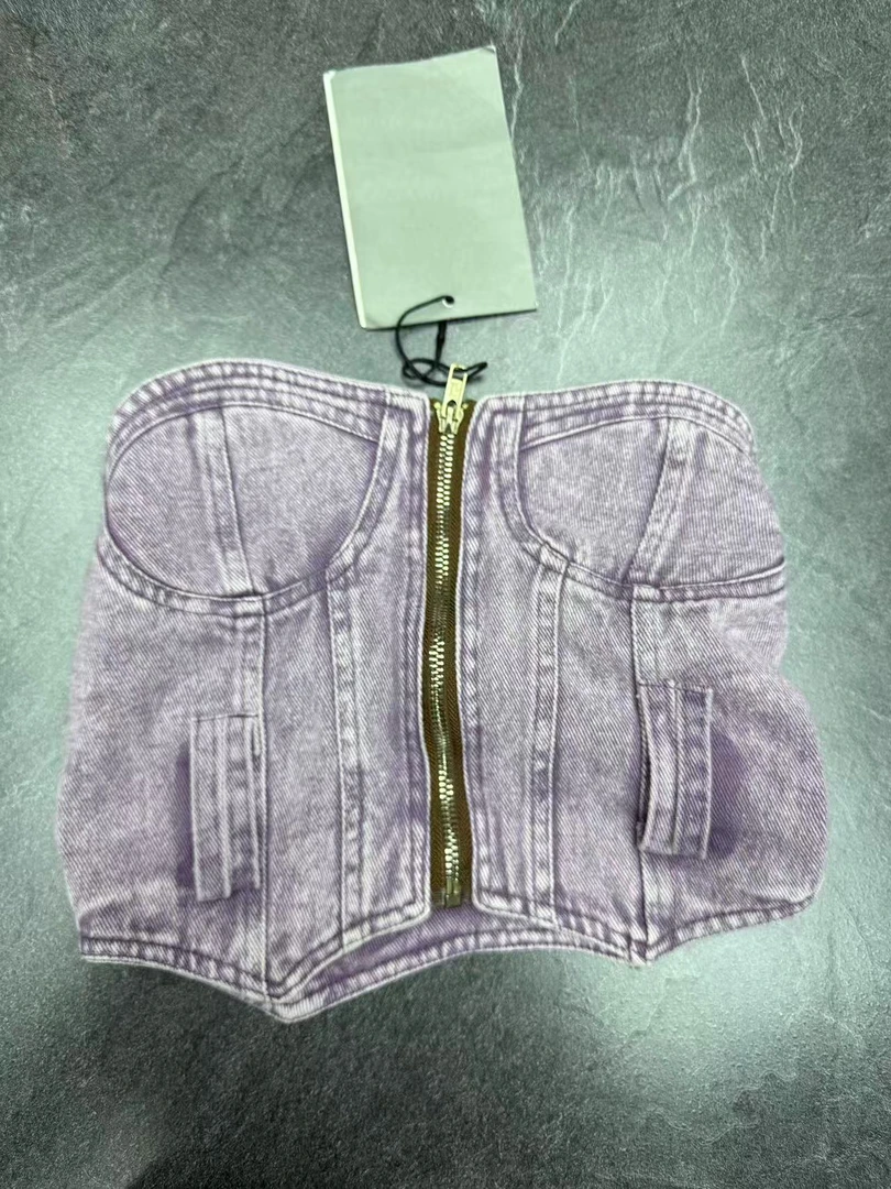 A27-2粉紫色“拉链”（无腰带）抹胸（3689）