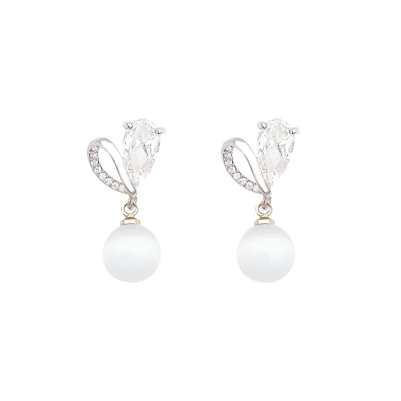 合金耳饰 意大利【设计师】 轻奢珍珠耳钉女百搭气质长款流苏耳环